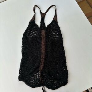 Black and Brown Crochet Halter Top